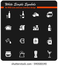 utensils for beverages vector icons for user interface design