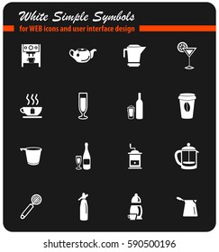 utensils for beverages vector icons for user interface design