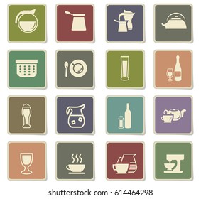 utensils for beverages vector icons for user interface design