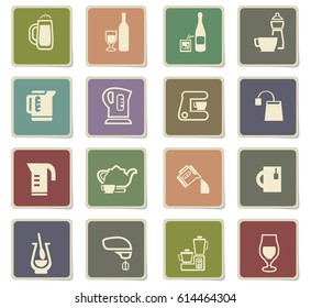 utensils for beverages vector icons for user interface design