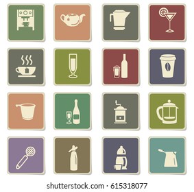 utensils for beverages vector icons for user interface design