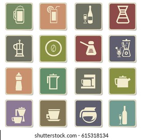 utensils for beverages vector icons for user interface design