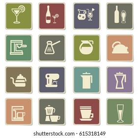 utensils for beverages vector icons for user interface design
