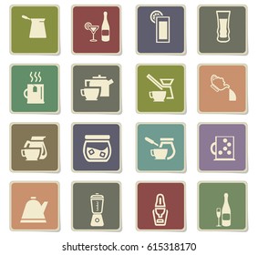 utensils for beverages vector icons for user interface design