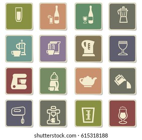 utensils for beverages vector icons for user interface design