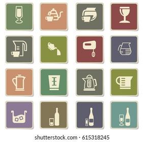 utensils for beverages vector icons for user interface design