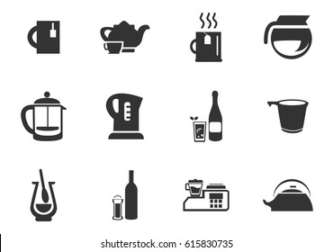 Utensils beverages vector icons for user interface design