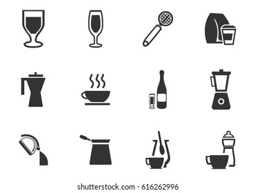 Utensils beverages vector icons for user interface design