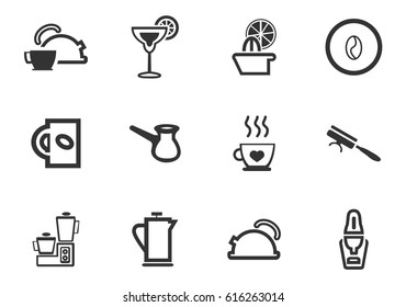 Utensils beverages vector icons for user interface design