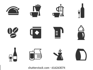 Utensils beverages vector icons for user interface design