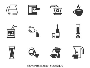 Utensils beverages vector icons for user interface design