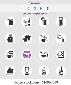 utensils for beverages vector icons for user interface design
