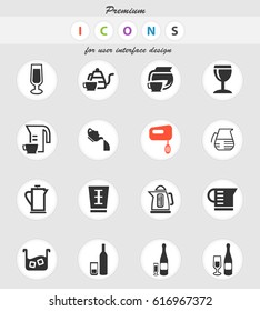utensils for beverages vector icons for user interface design