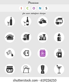 utensils for beverages vector icons for user interface design