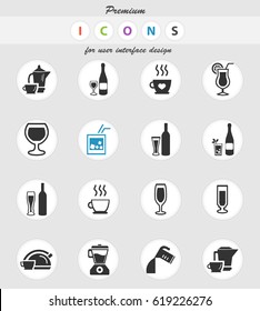 utensils for beverages vector icons for user interface design