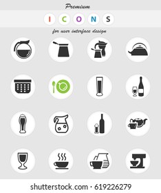 utensils for beverages vector icons for user interface design
