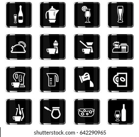 utensils for beverages vector icons for user interface design
