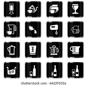 utensils for beverages vector icons for user interface design