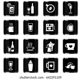 utensils for beverages vector icons for user interface design