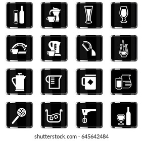 utensils for beverages vector icons for user interface design