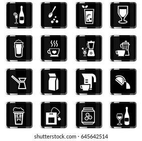 utensils for beverages vector icons for user interface design
