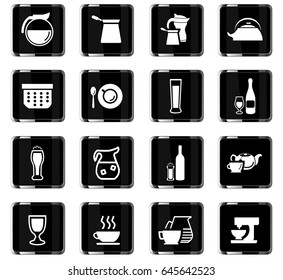utensils for beverages vector icons for user interface design