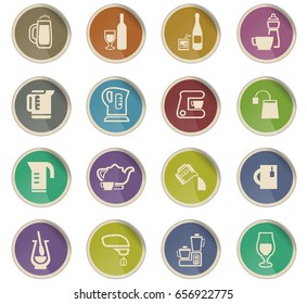 utensils for beverages vector icons for user interface design