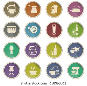utensils for beverages vector icons for user interface design