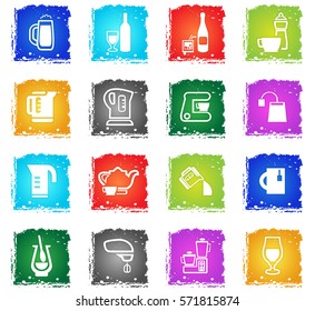 utensils for beverages vector web icons in grunge style for user interface design