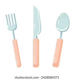 Utensils. Fork,spoon,knife.  Flat design. Vector illustration. 