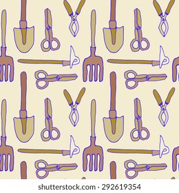 Utensils for gardening.Seamless pattern.