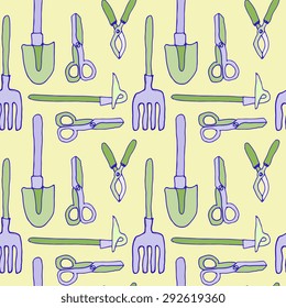 Utensils for gardening.Seamless pattern.