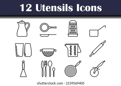 Utensils Icon Set. Bold outline design with editable stroke width. Vector Illustration.
