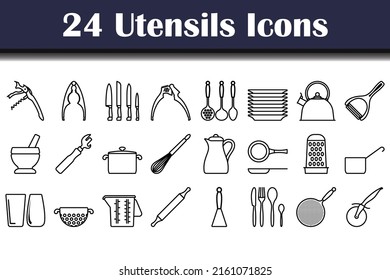 Utensils Icon Set. Bold outline design with editable stroke width. Vector Illustration.