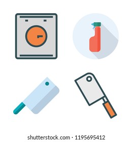 utensils icon set. vector set about tools and utensils, butcher, cleaver and dishwasher icons set.
