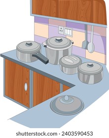 Utensils in kitchen vector illustration