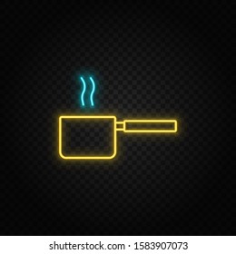 utensils, kitchenware neon icon. Blue and yellow neon vector icon.