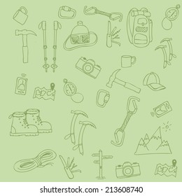 Utensils mountain background.Vector image.