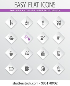 Utensils for the preparation of beverages easy flat web icons for user interface design