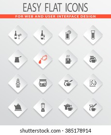 Utensils for the preparation of beverages easy flat web icons for user interface design
