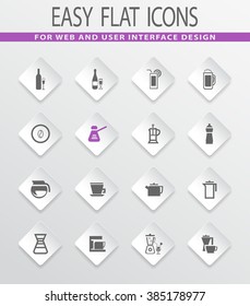 Utensils for the preparation of beverages easy flat web icons for user interface design