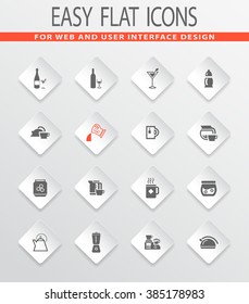 Utensils for the preparation of beverages easy flat web icons for user interface design