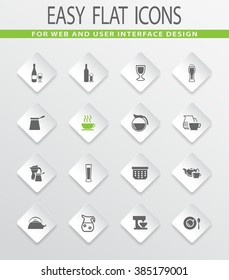 Utensils for the preparation of beverages easy flat web icons for user interface design