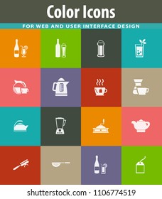 Utensils for the preparation of beverages icon set for web sites and user interface