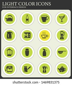 Utensils for the preparation of beverages icon set for web sites and user interface