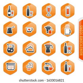 Utensils for the preparation of beverages icon set for web sites and user interface