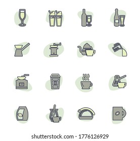 Utensils for the preparation of beverages icon set for web sites and user interface
