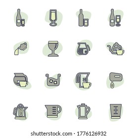 Utensilios para la preparación del conjunto de iconos de bebidas para sitios web e interfaz de usuario