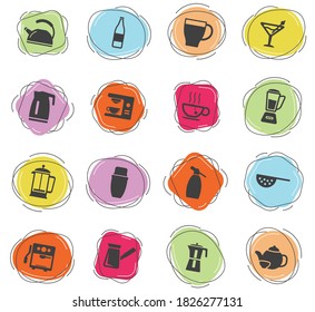 Utensils for the preparation of beverages icon set for web sites and user interface