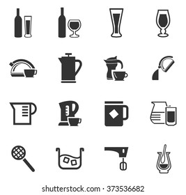 Utensils for the preparation of beverages icon set for web sites and user interface